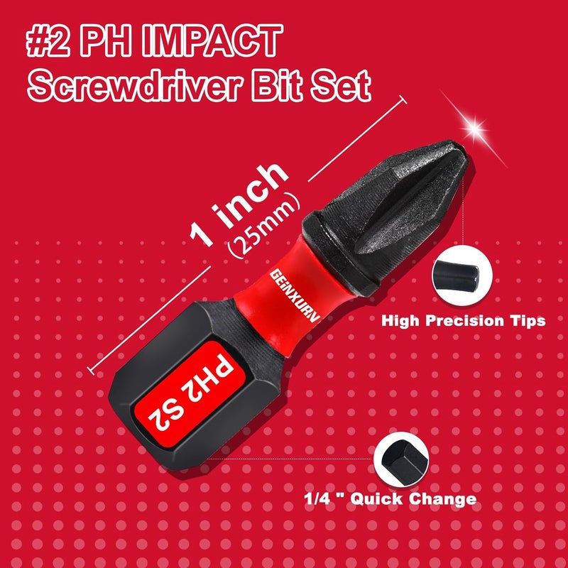 GEINXURN Impact Tough #2 Phillips 1 in. Insert Driver Bits,30Pack Bulk PH2 Screwdriver Bits Set - Image 3